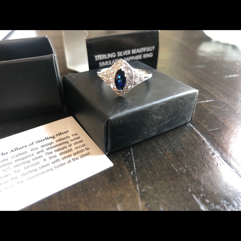 Avon sterling 925 simulated sapphire ring size 9